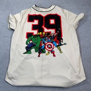 Marvel Jersey Mens 4XL Mesh Button‎ Up Baseball Graphic Avengers Hole Flaws